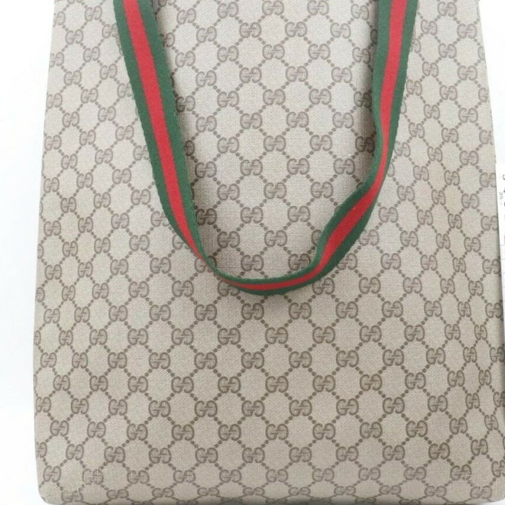 Vintage Gucci Sherry Line Guccissima Monogram Canvas Leather Tote Shoulder Bag - Picture 2 of 13